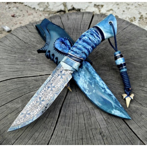 ОКЕАН ніж ручної роботи майстра Павла Гончаренка, сталь мозаїчний дамаск, 59-60 HRC. Photo 3